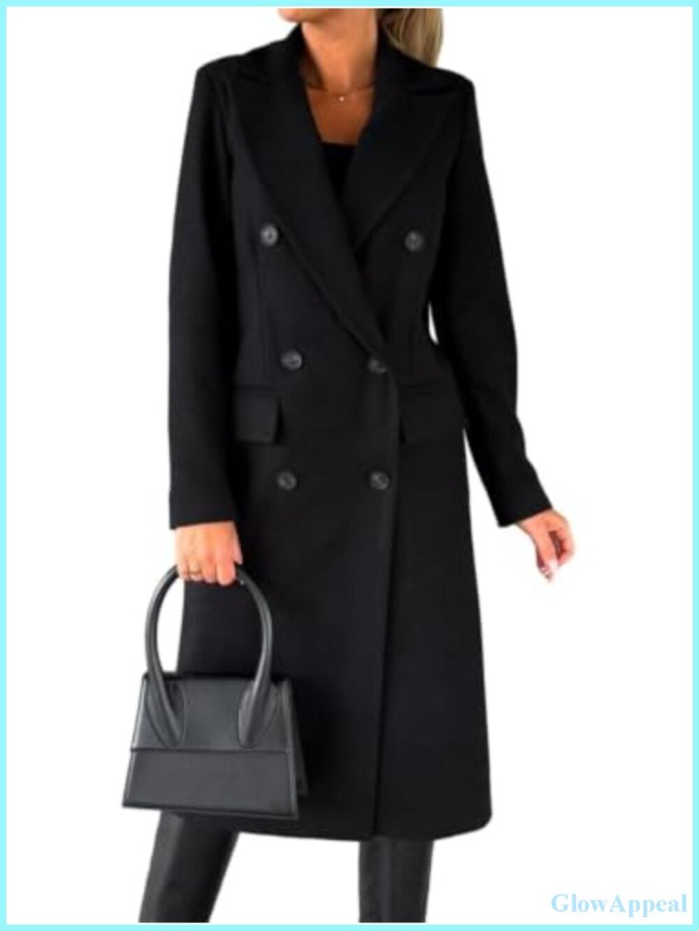Women's Long Wool Coat Double Breasted Trench Coat Fall Winter Pea Coat